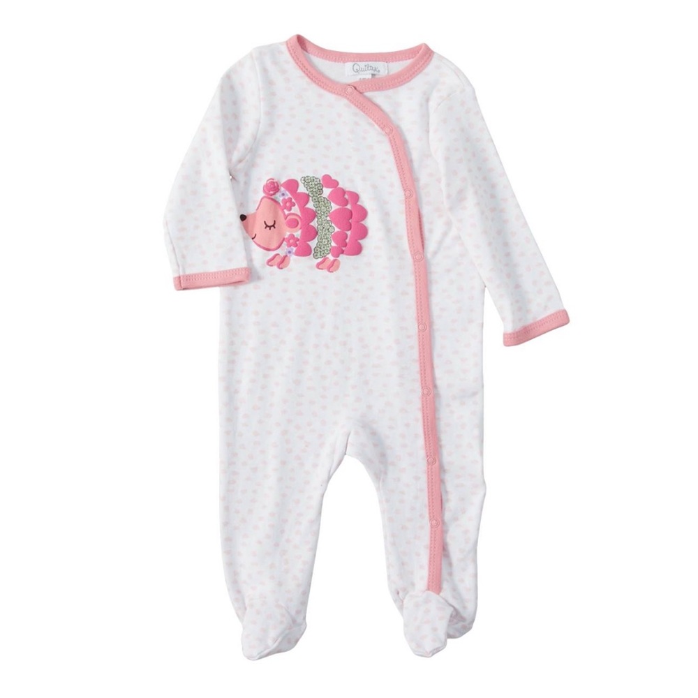 Baby Girl Pink Hedgehog Footed Snap Sleeper